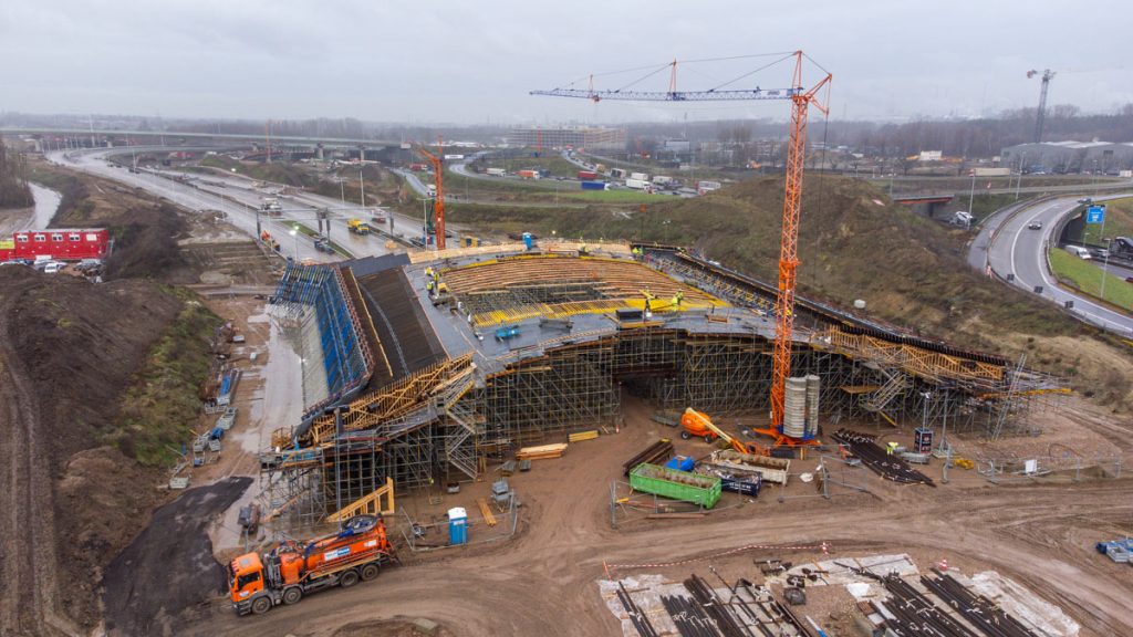 Overzicht Matemco civiel project boogbrug recreaduct Antwerpen